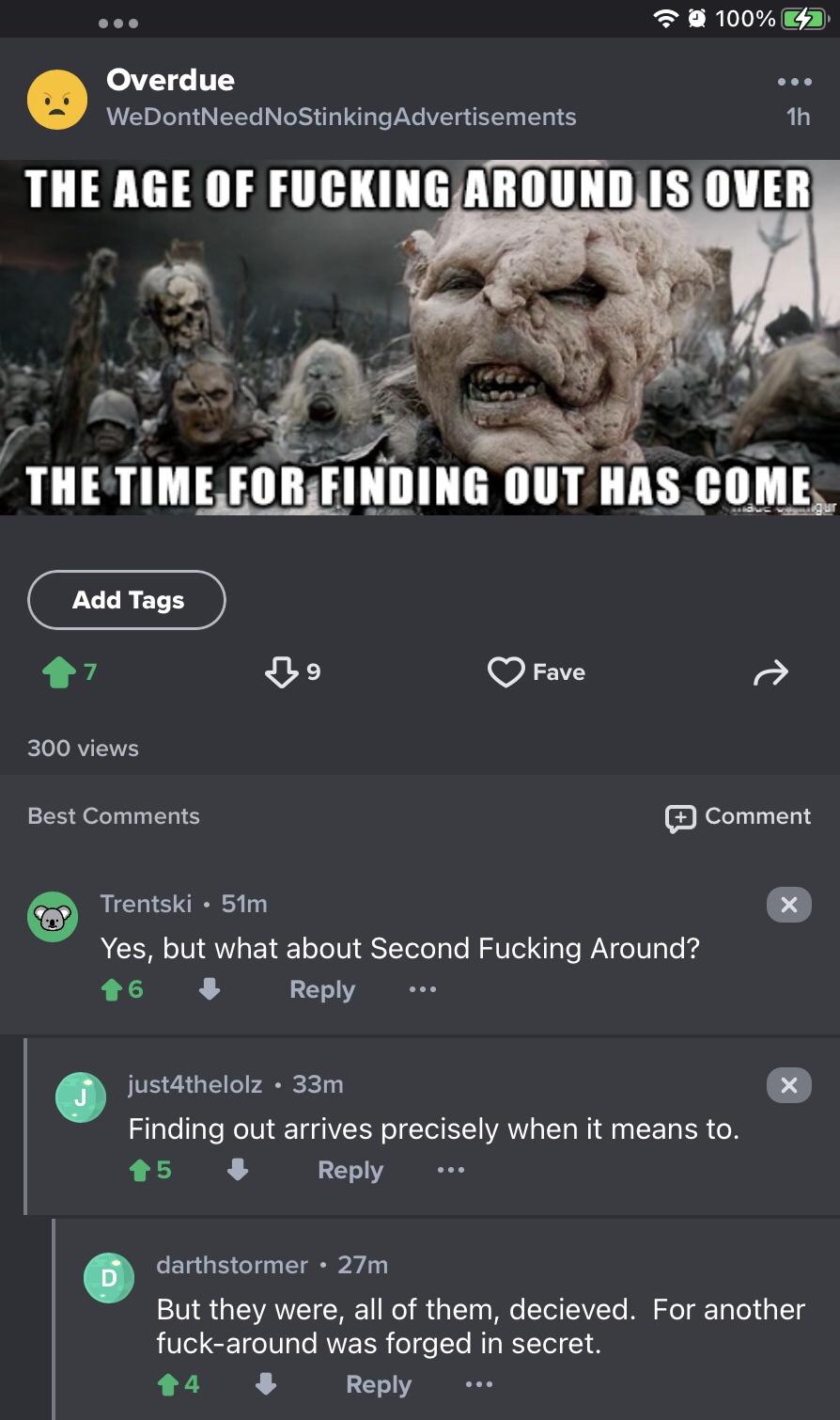 One Fuck Around To Rule Them All