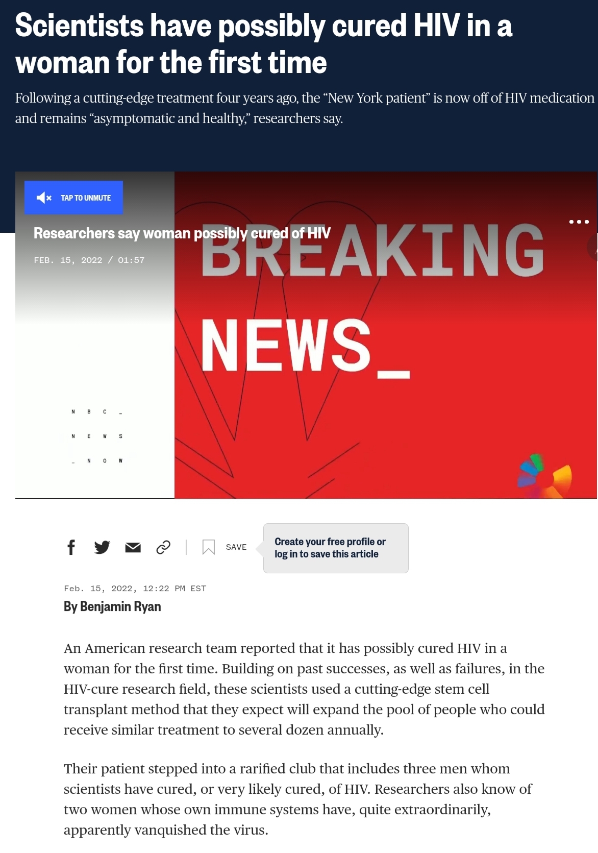 Scientists have possibly cured HIV in a woman for the first time