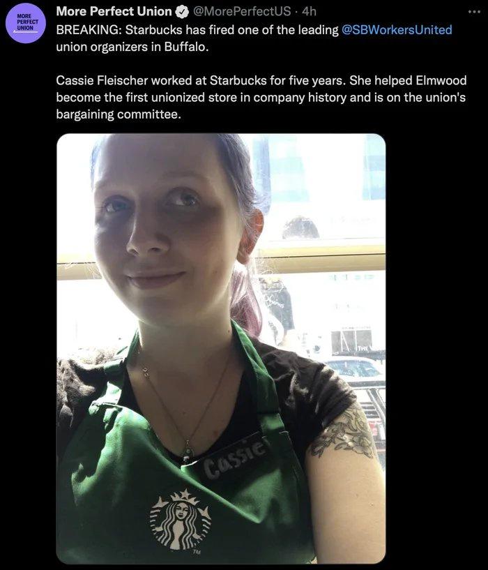 Starbucks Fires Union Leader After Taking 2nd Job