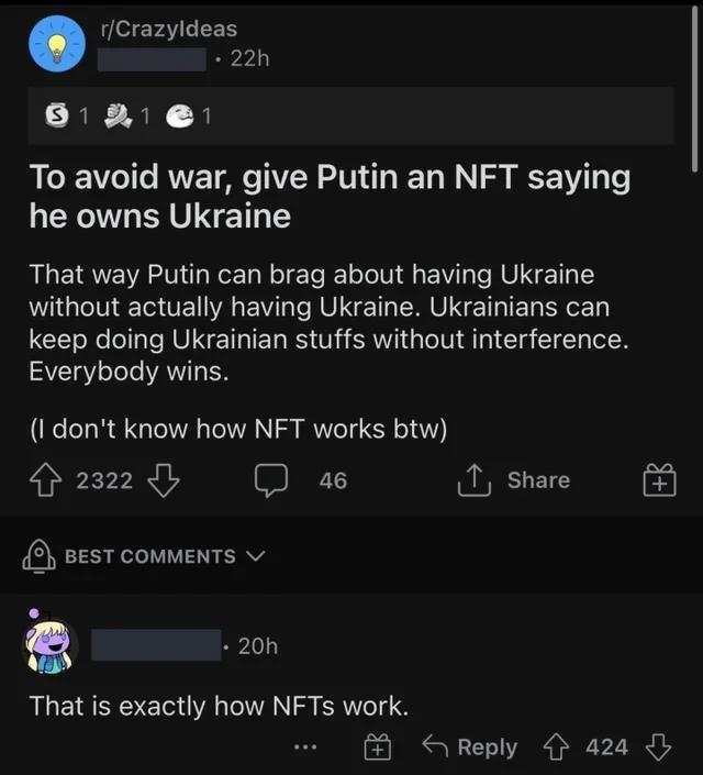Putin seems like he&rsquo;d be an NFT douche