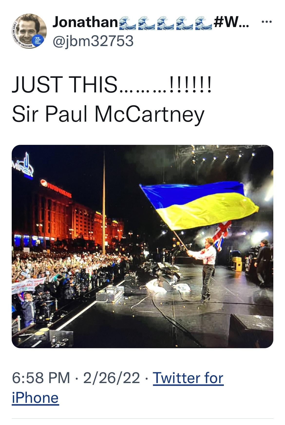 Sir Paul standing with Ukraine.