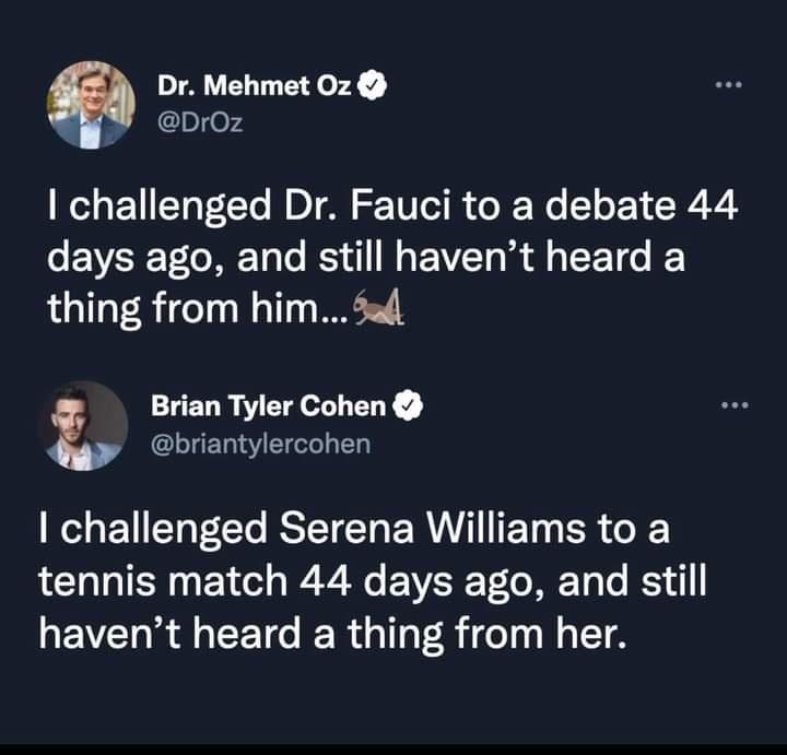 Like a kid in preschool challenging a NBA superstar to a 1v1.