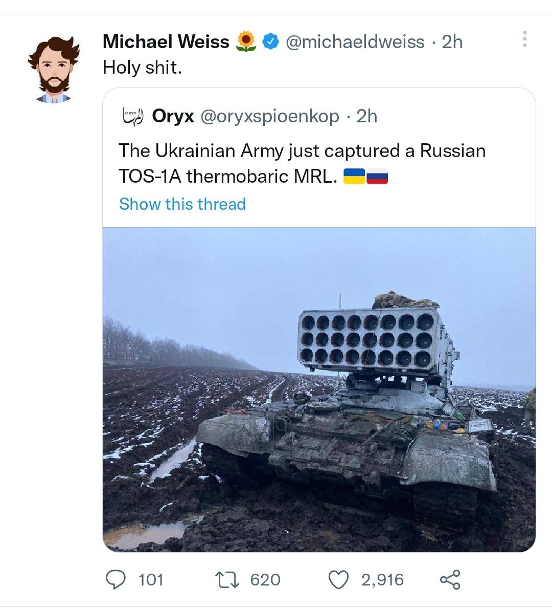 Ukrainians capture thermobaric mrl