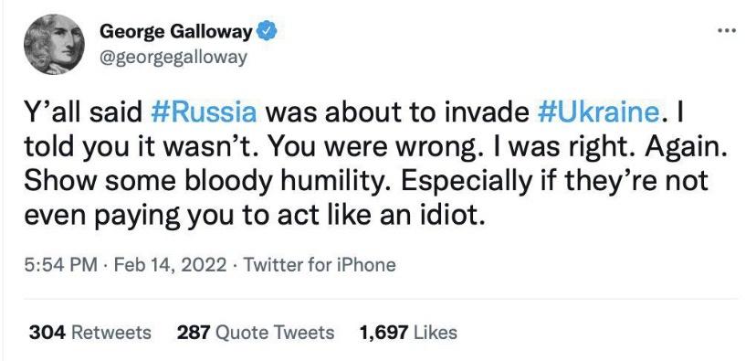 This tweet from a British politician did not age well