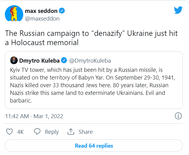 Russia Bombs Babyn Yar Memorial