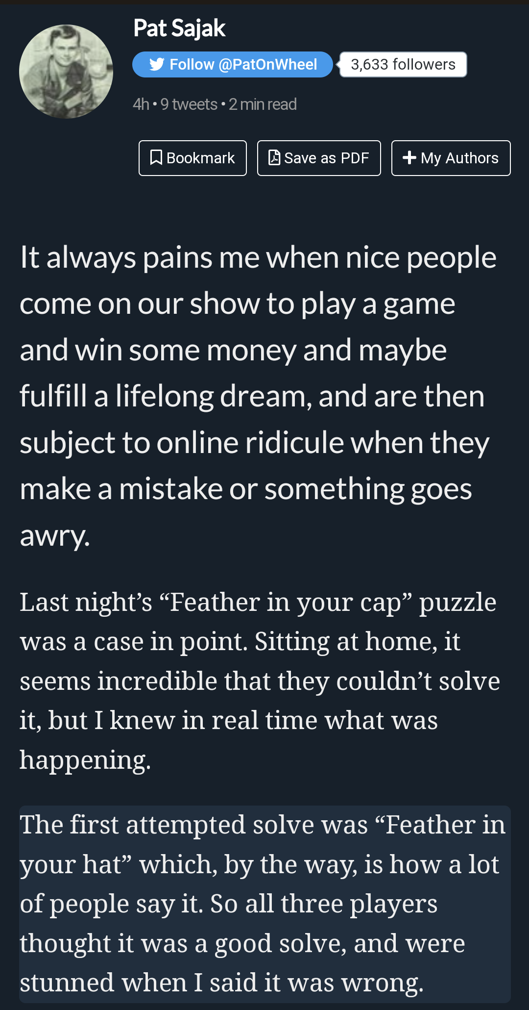 Pat is an underrated national treasure, no? Leave the girl alone, already!