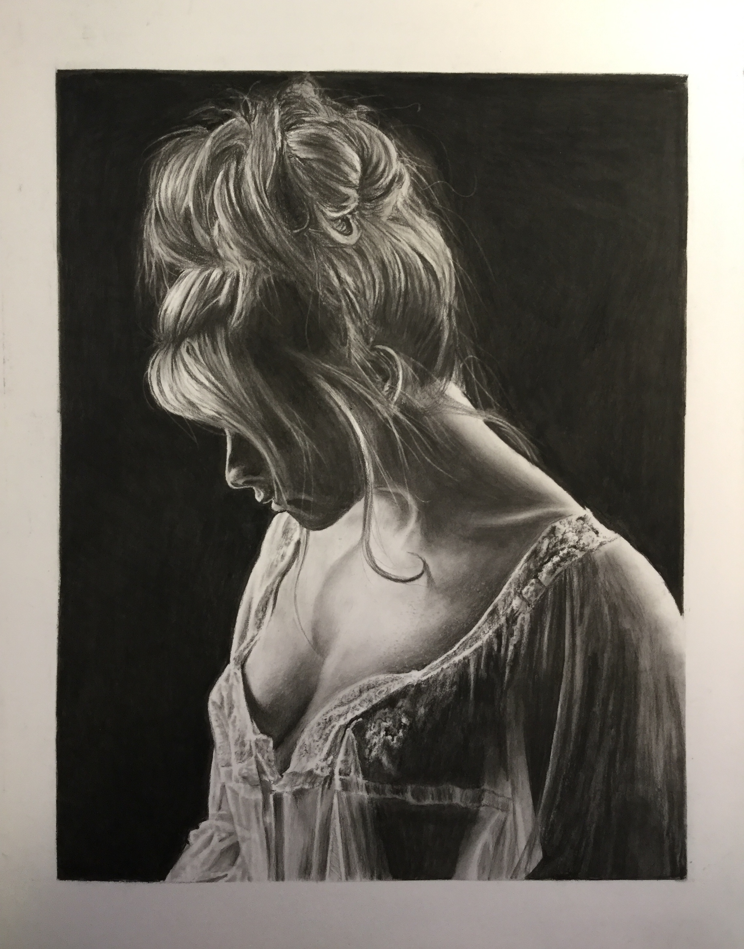 Charcoal drawing of a woman