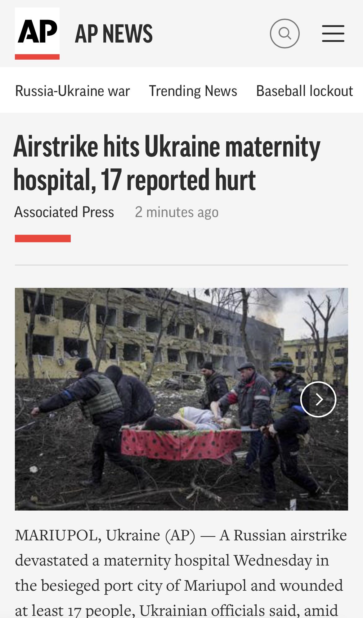 Russia bombs maternity hospital