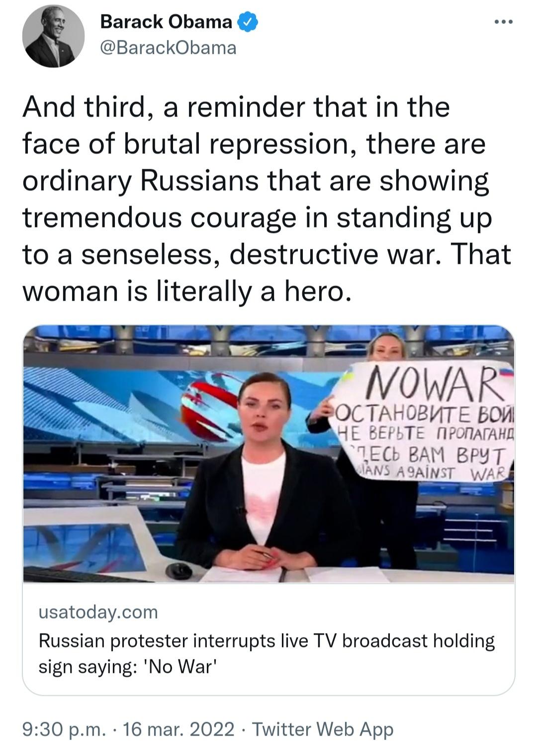 Obama:"That woman is literally a hero."