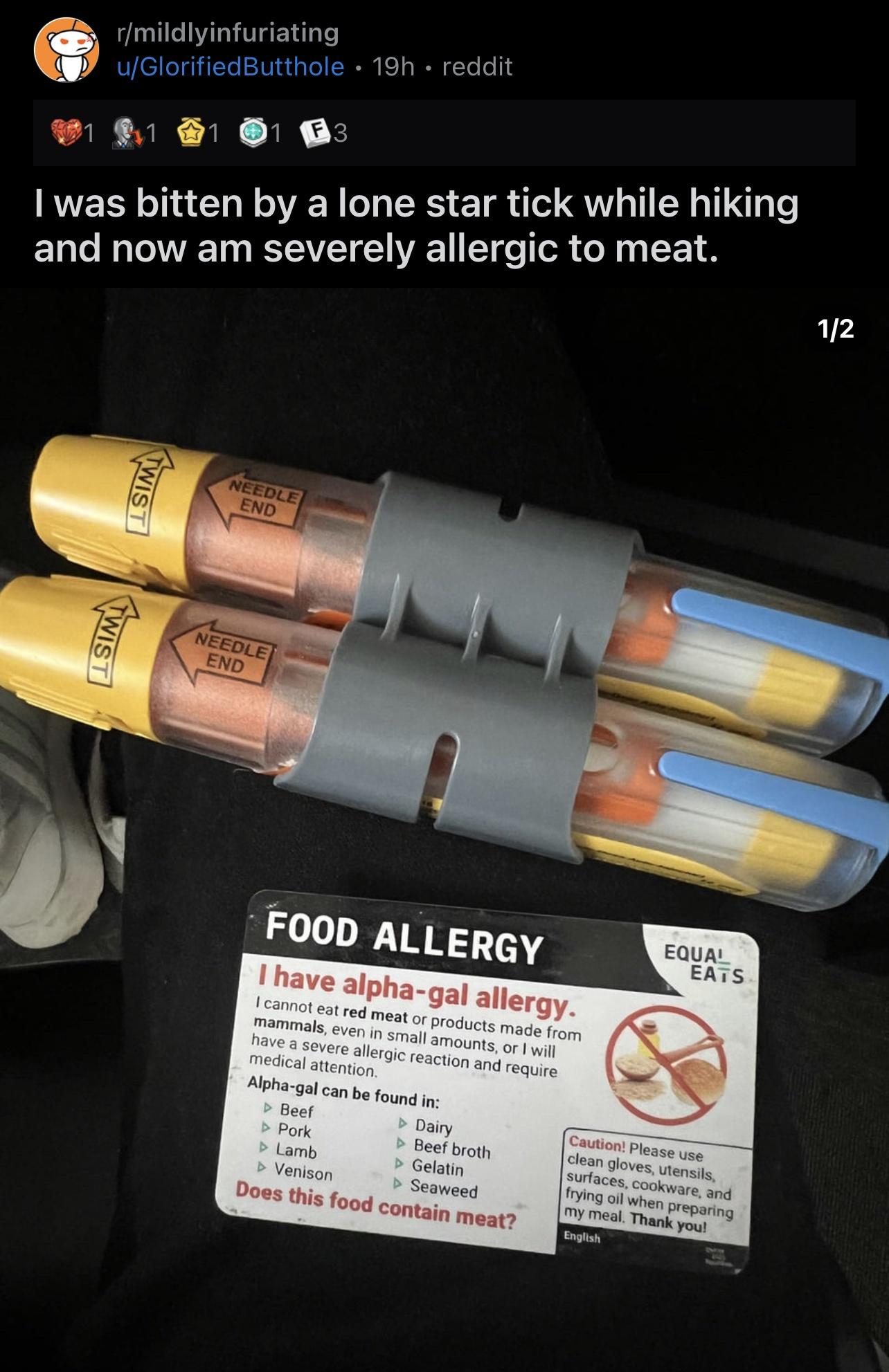 Comic books- bitten by bug now have super powers. Dystopian 2023 reality- bitten by bug makes you allergic to all meat.