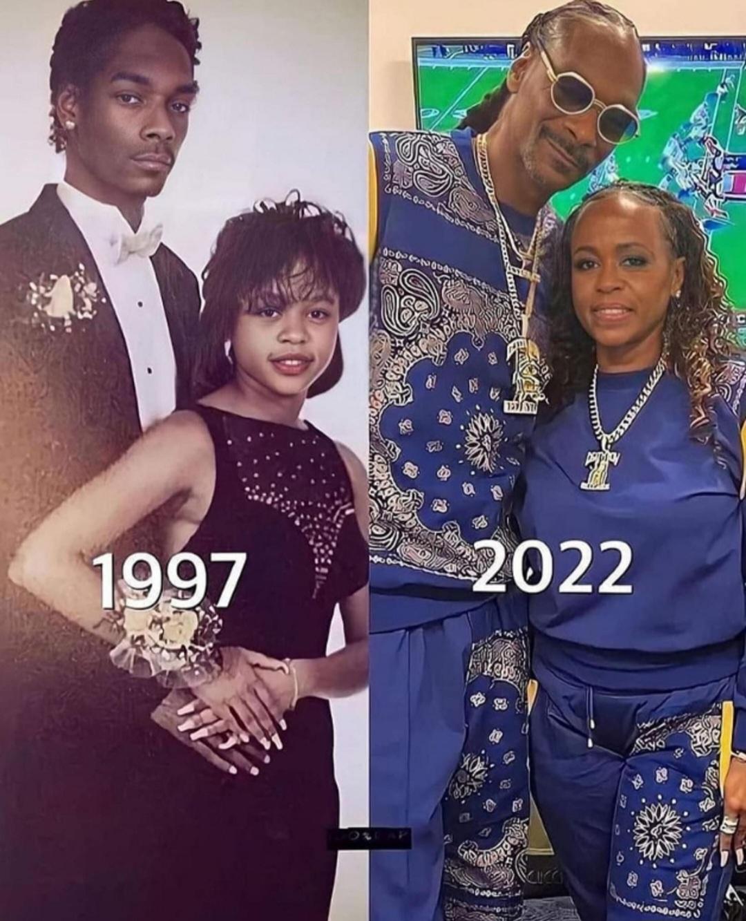 Snoop Dogg and his wife Shante Broadus, 25 years later.