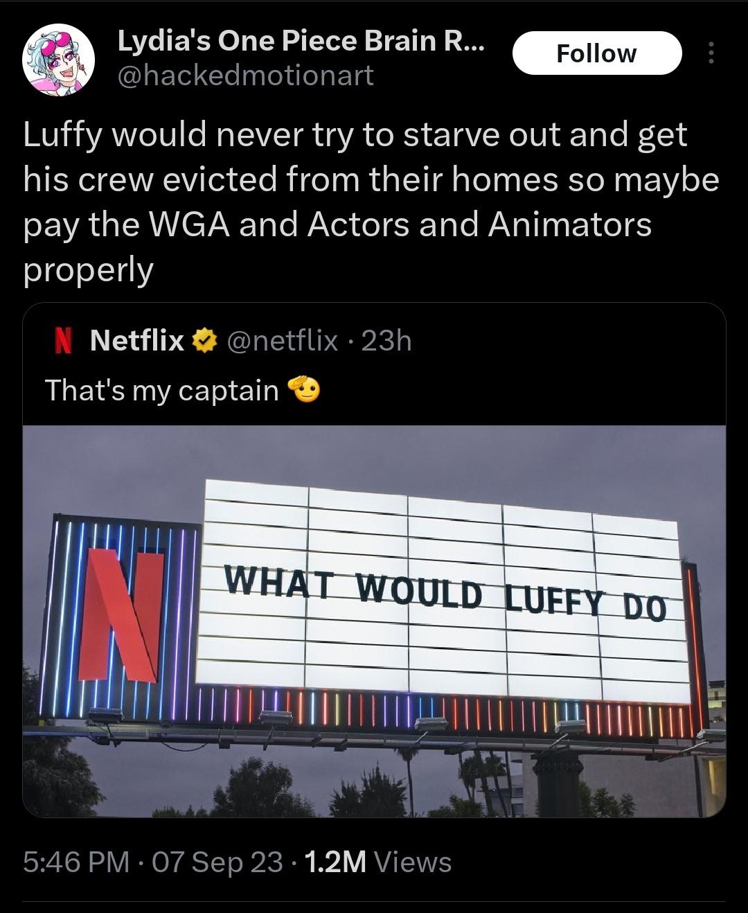 Its amazing Oda agreed to work with netflix