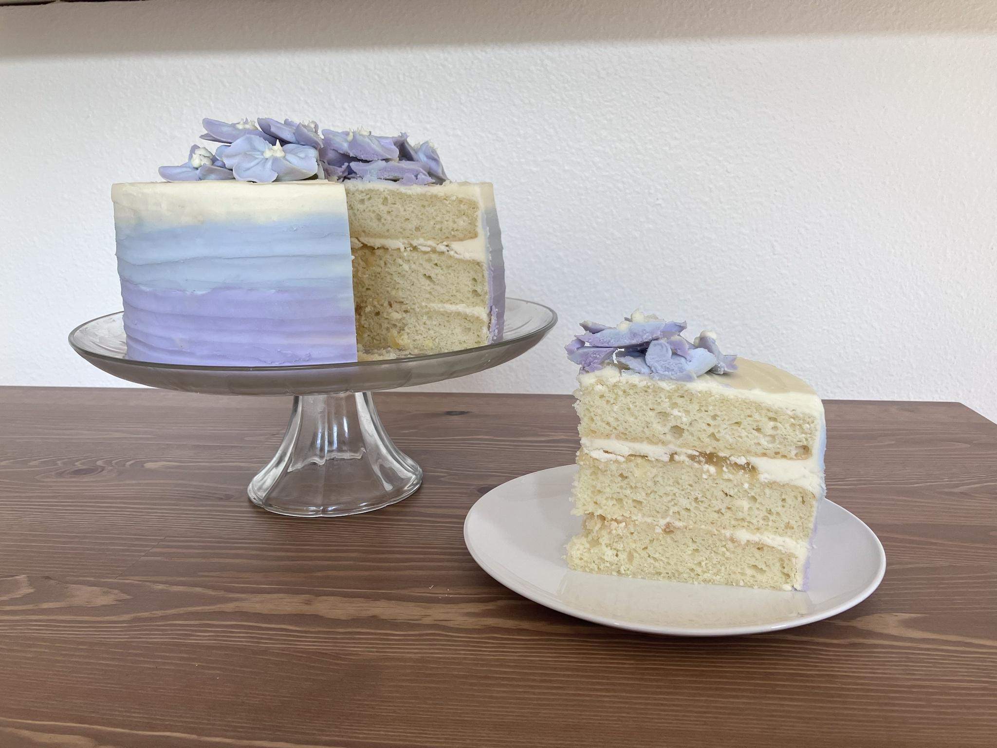 Inside of cream cake with pineapple filling for my 27th birthday!