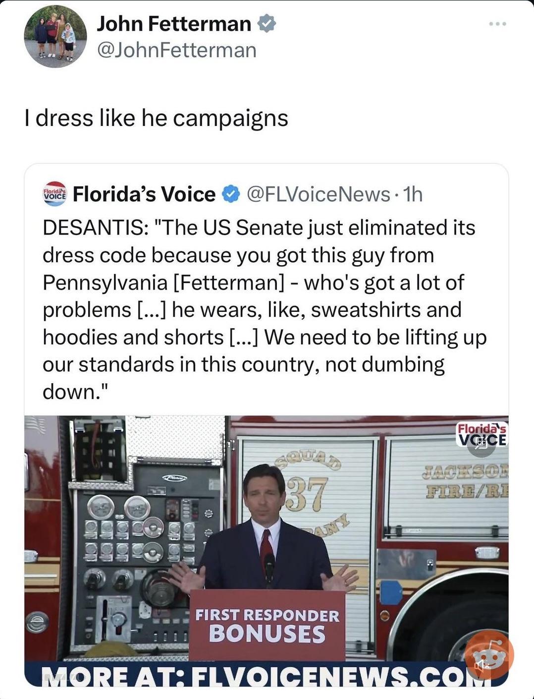 Fetterman with the burn