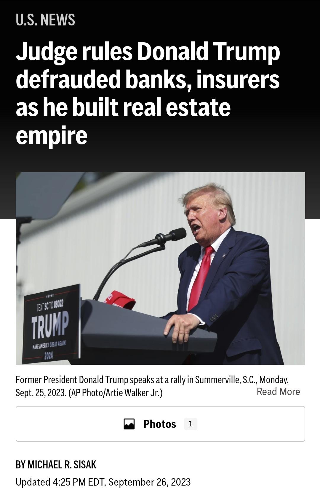 Judge rules Donald Trump defrauded banks.