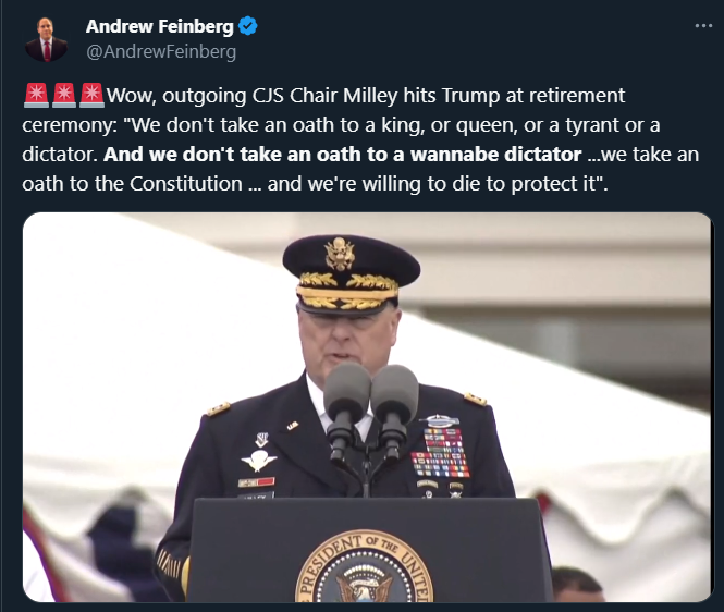 General Mark Milley takes direct shot at disgraced Donald Trump