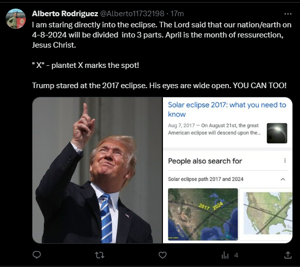 This is from today. the last conspiracy isn't even done yet now they're saying to stare at the eclipse on 10/14/2023 and 4/8/2023