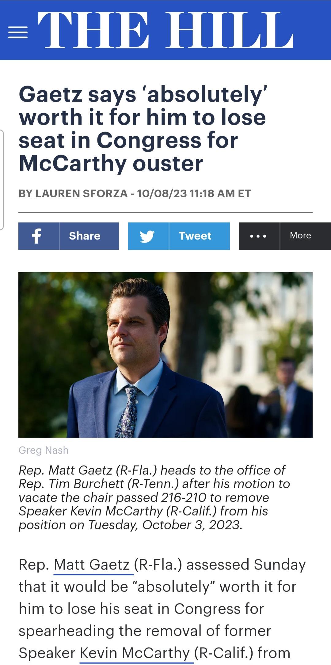 I, too, feel it would be absolutely worthwhile for Gaetz to lose his seat!