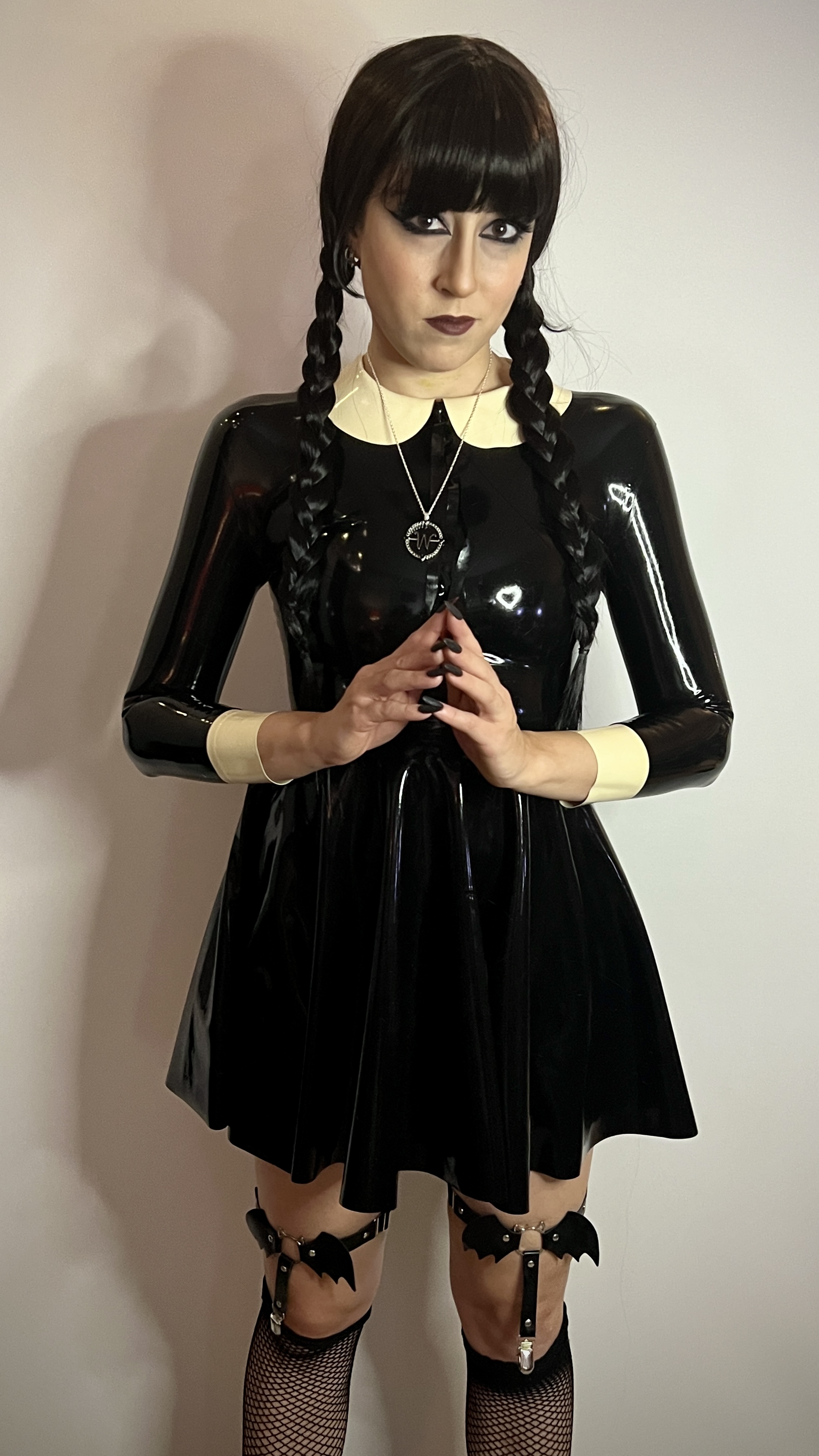 Latex Wednesday Addams Halloween costume/cosplay