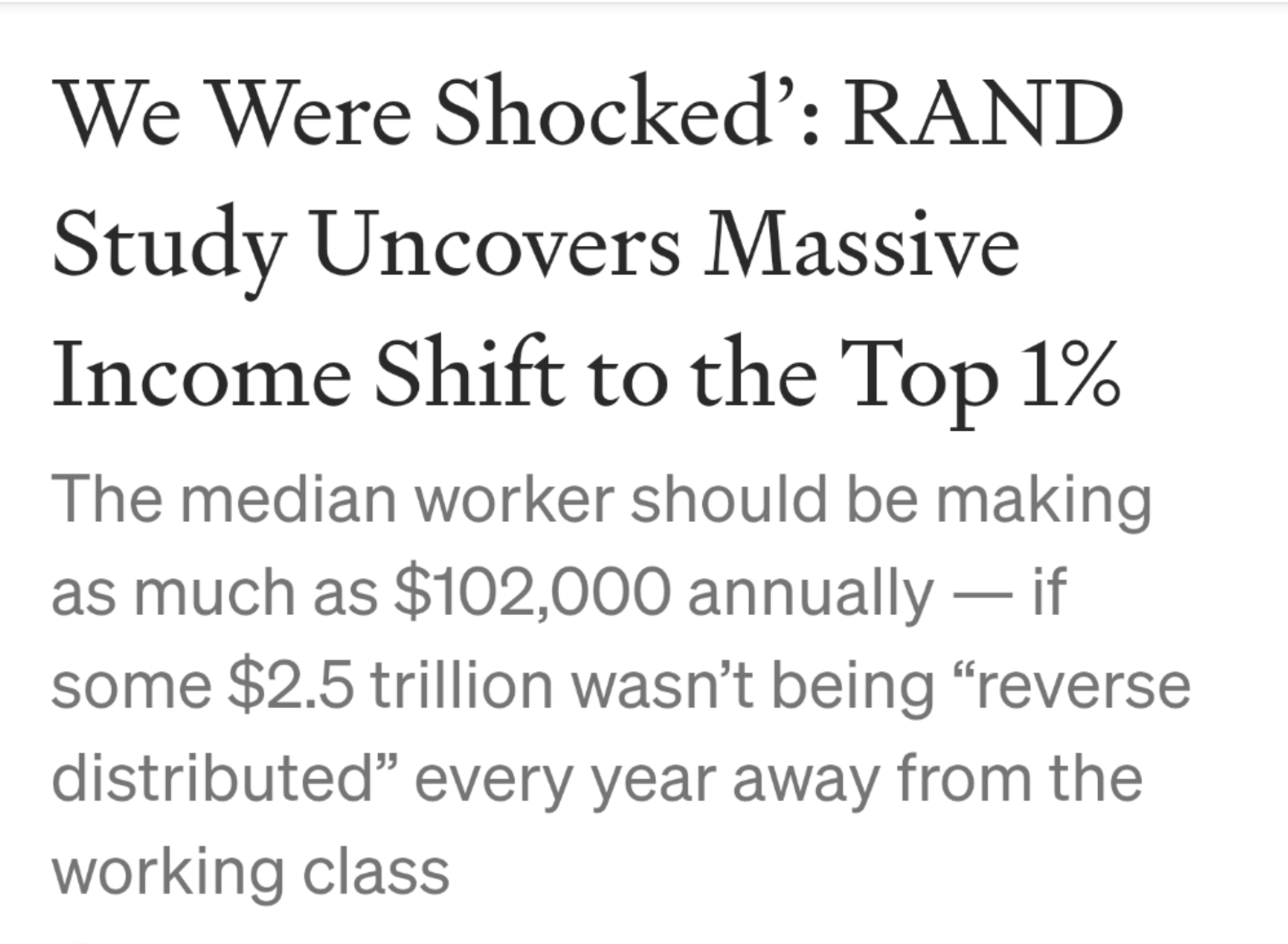 Quick Read on Income Shift - RAND Supported Review