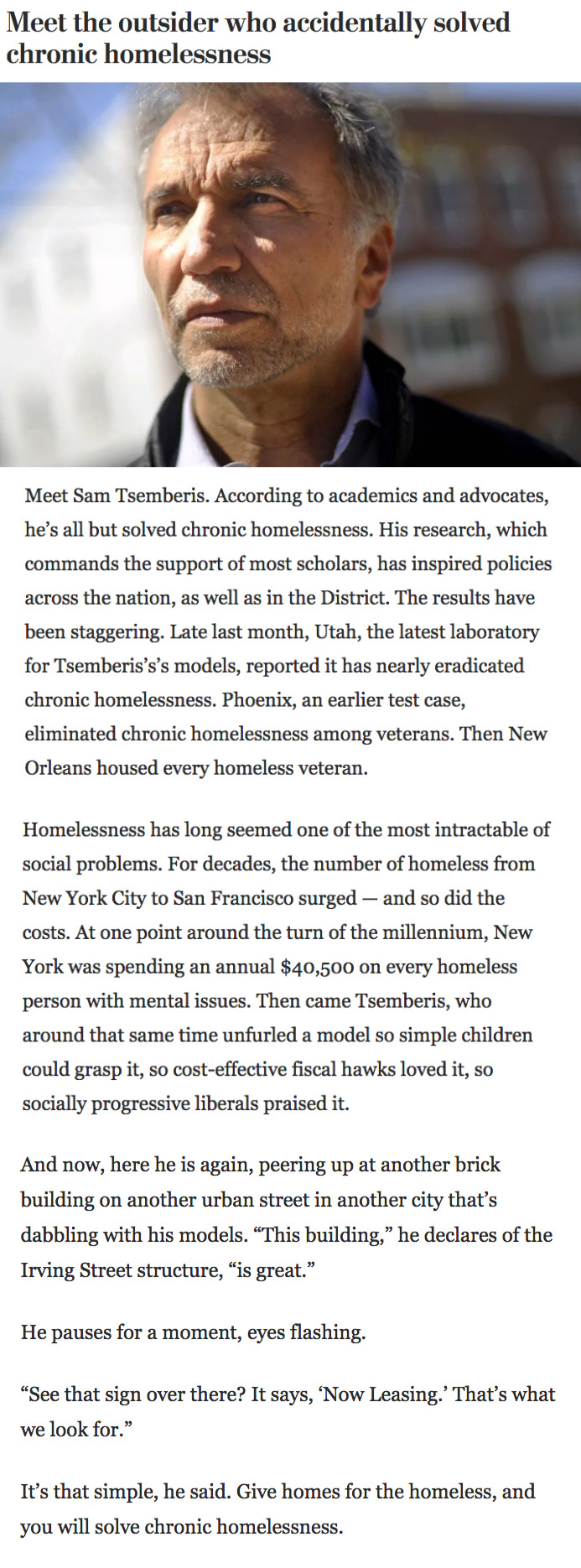 Cities across the country are now have solved homelessness. Turns out it's very easy to do.