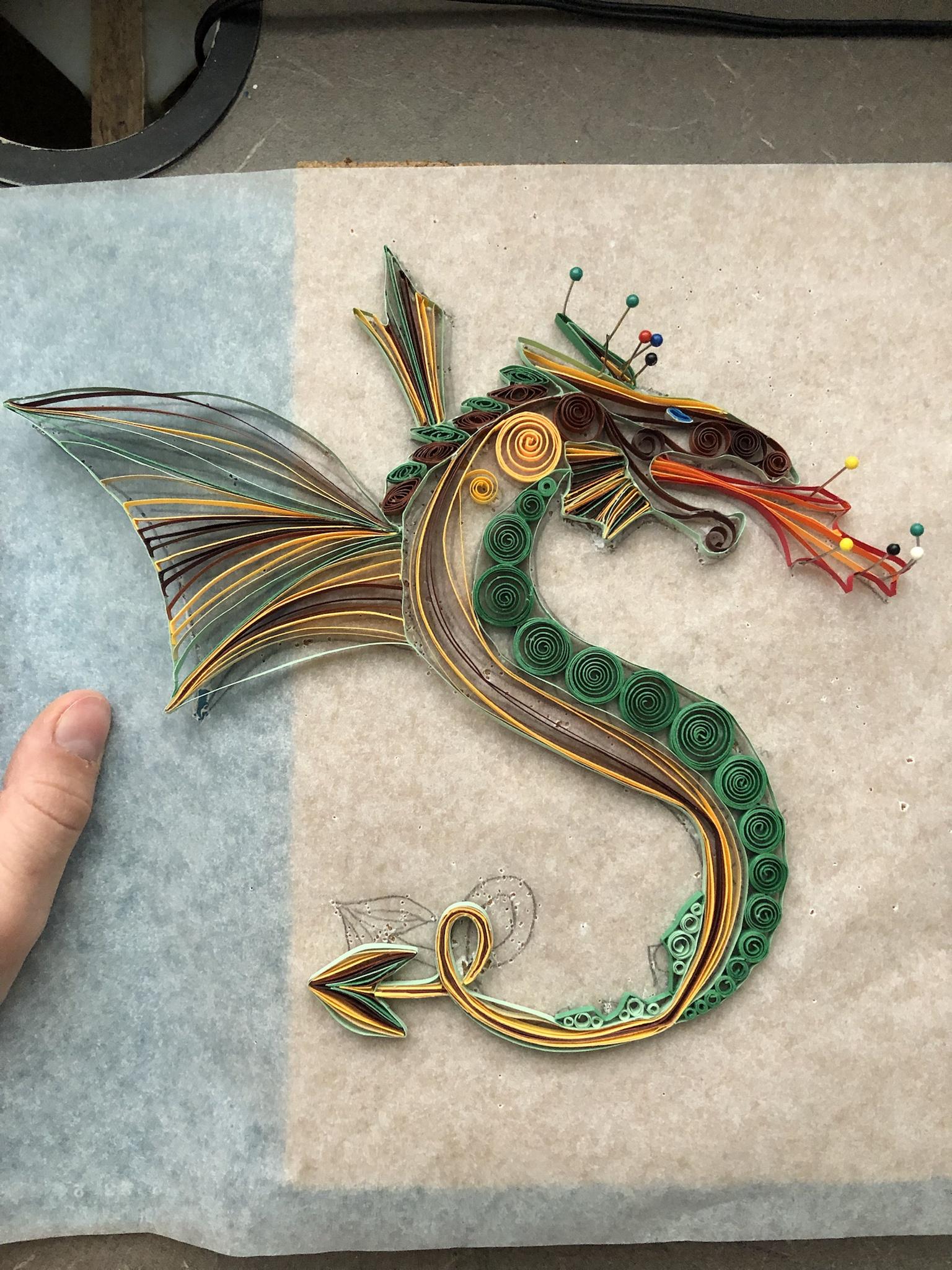 Paper quilled dragon