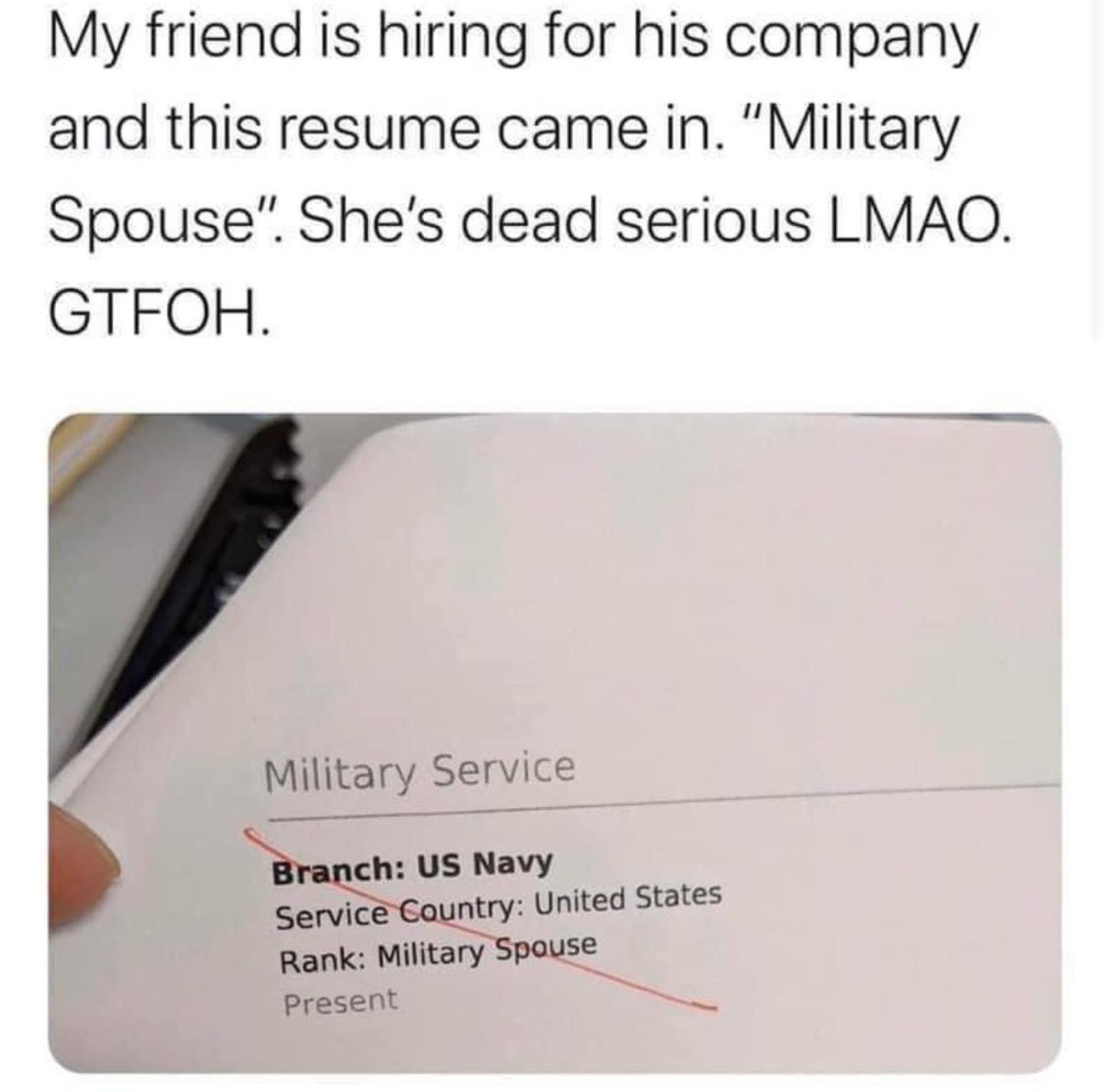 Ok What Now?? Military spouse counts as service?