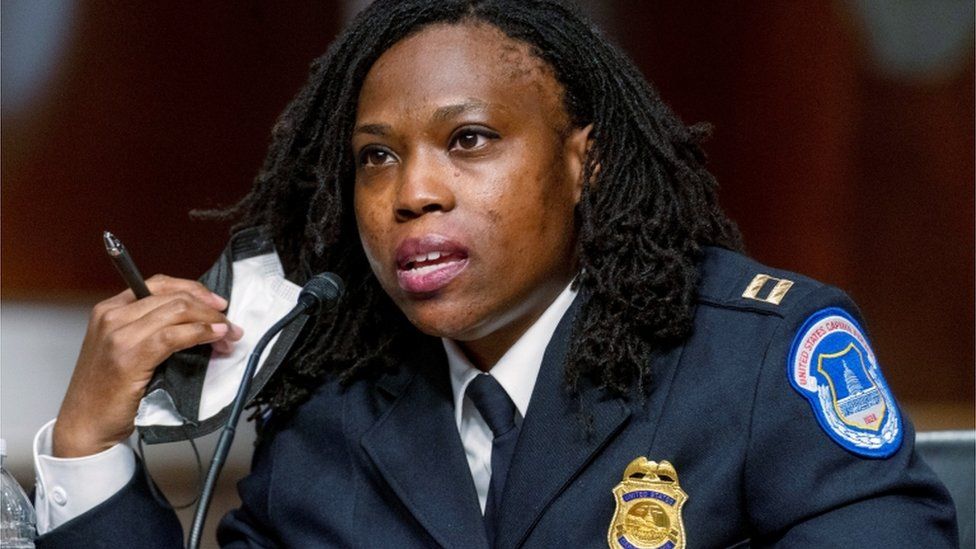 Chemicals sprayed by protesters have left scars on Capt Mendoza's face, she said

