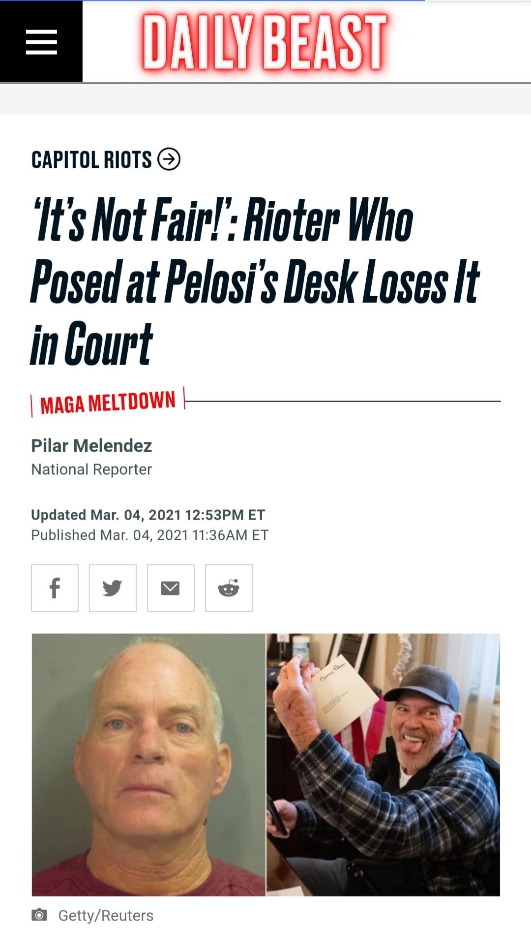 "It's not fair!' - says Capitol rioting douche