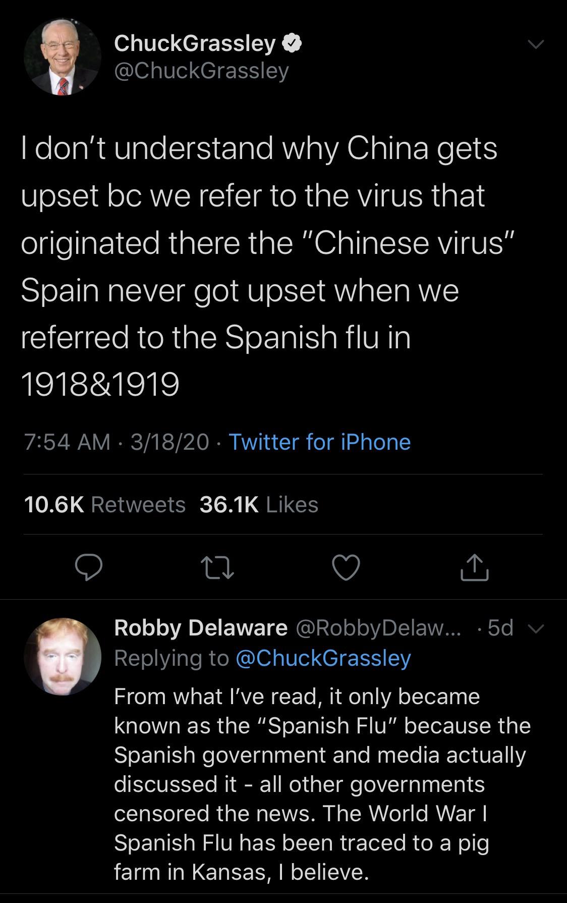 Spain called the virus the &ldquo;French flu,&rdquo; claiming French visitors to Madrid had brought it. &ldquo;Germans called it the Russian Pest,&rdquo; wrote Kenneth C. Davis in &ldquo;More Deadly Than War.&rdquo; In a precursor to today&rsquo;s crisis, &ldquo;The Russians called it the Chinese Virus