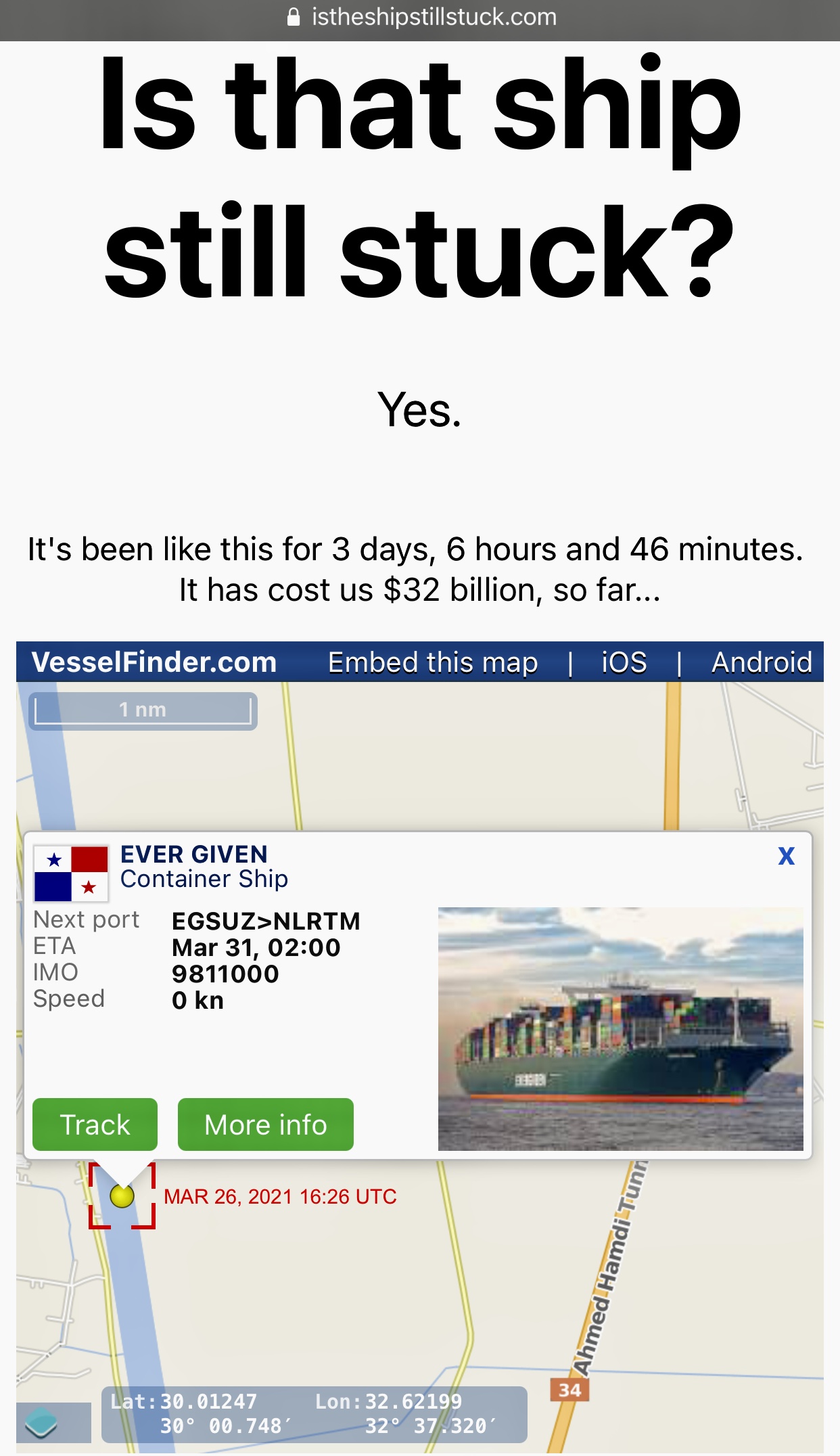 Is that ship still stuck?