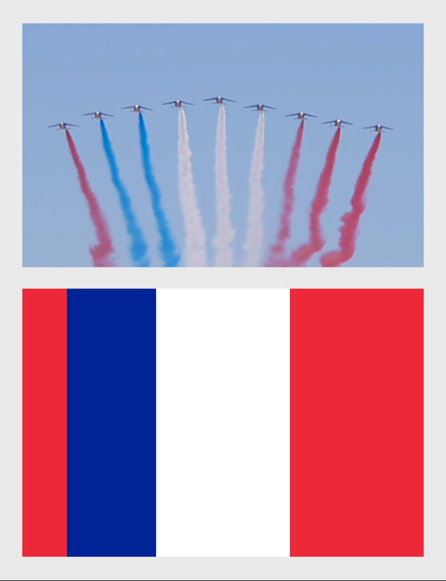 The Flag of France according to the French Air Force.