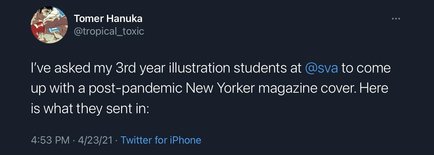 Post-pandemic New Yorker Covers by Art Students