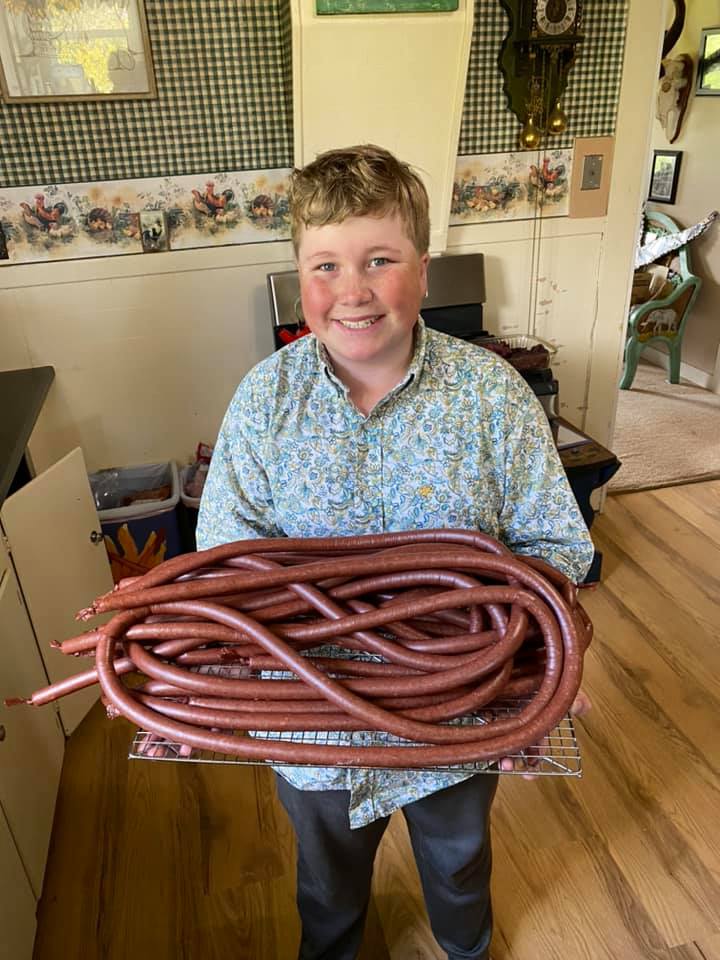 Finn made venison smokies today