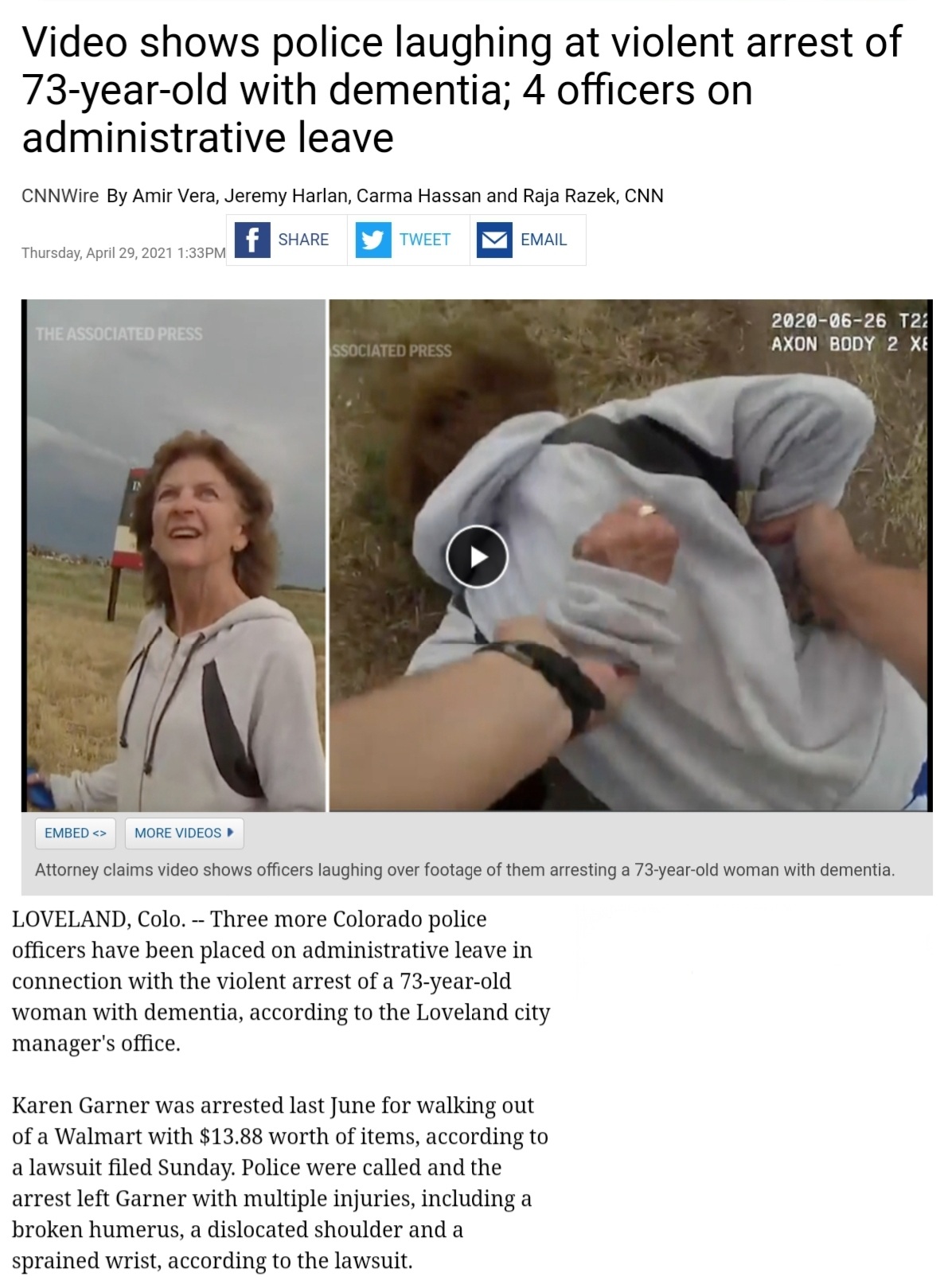 Video shows police laughing at violent arrest of 73-year-old with dementia; 4 officers on administrative leave