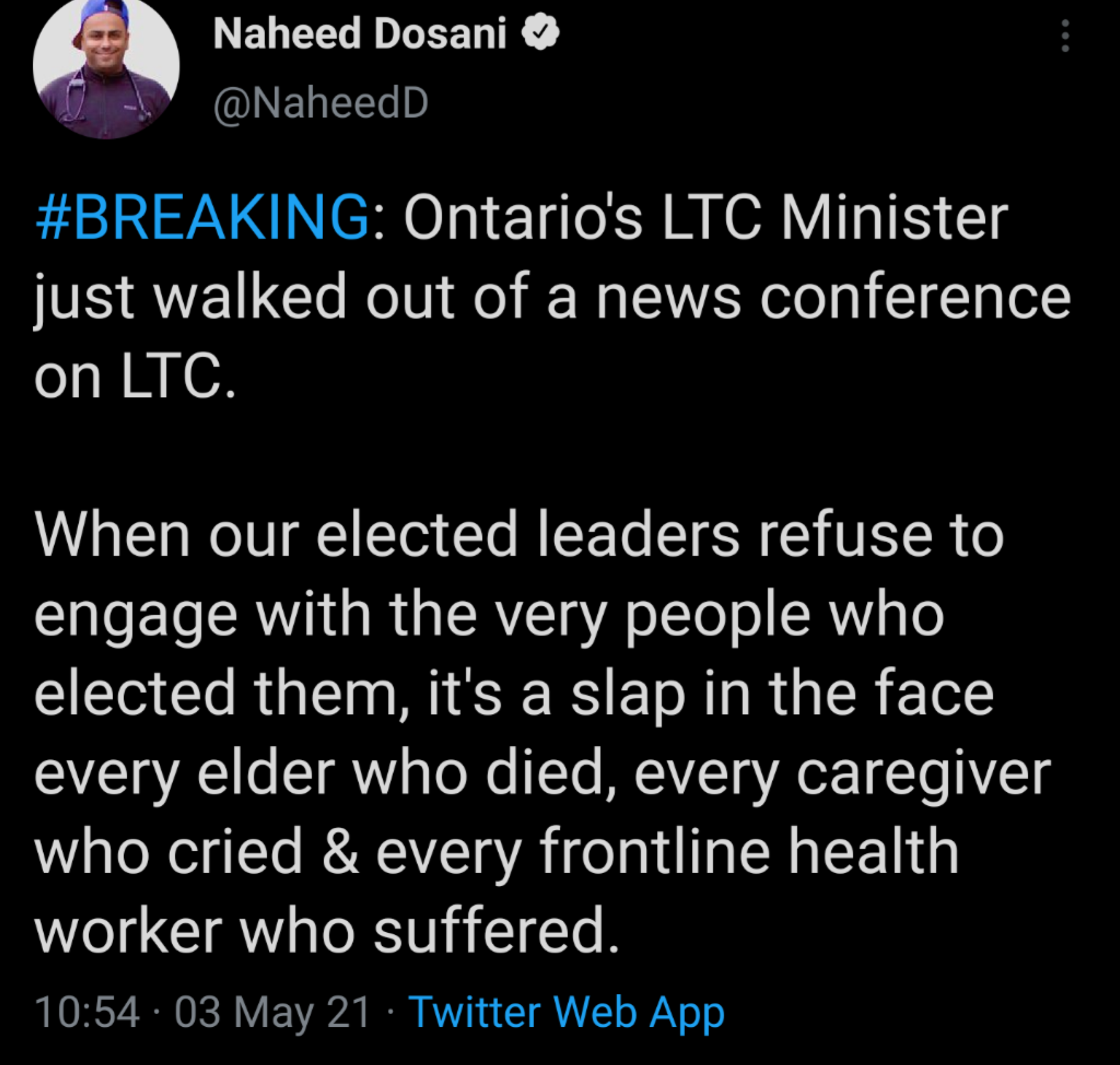 Conservatives don't care about long term care.