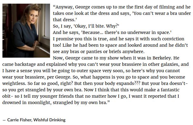 Remember, Carrie drowned in moonlight, strangled by her own bra.