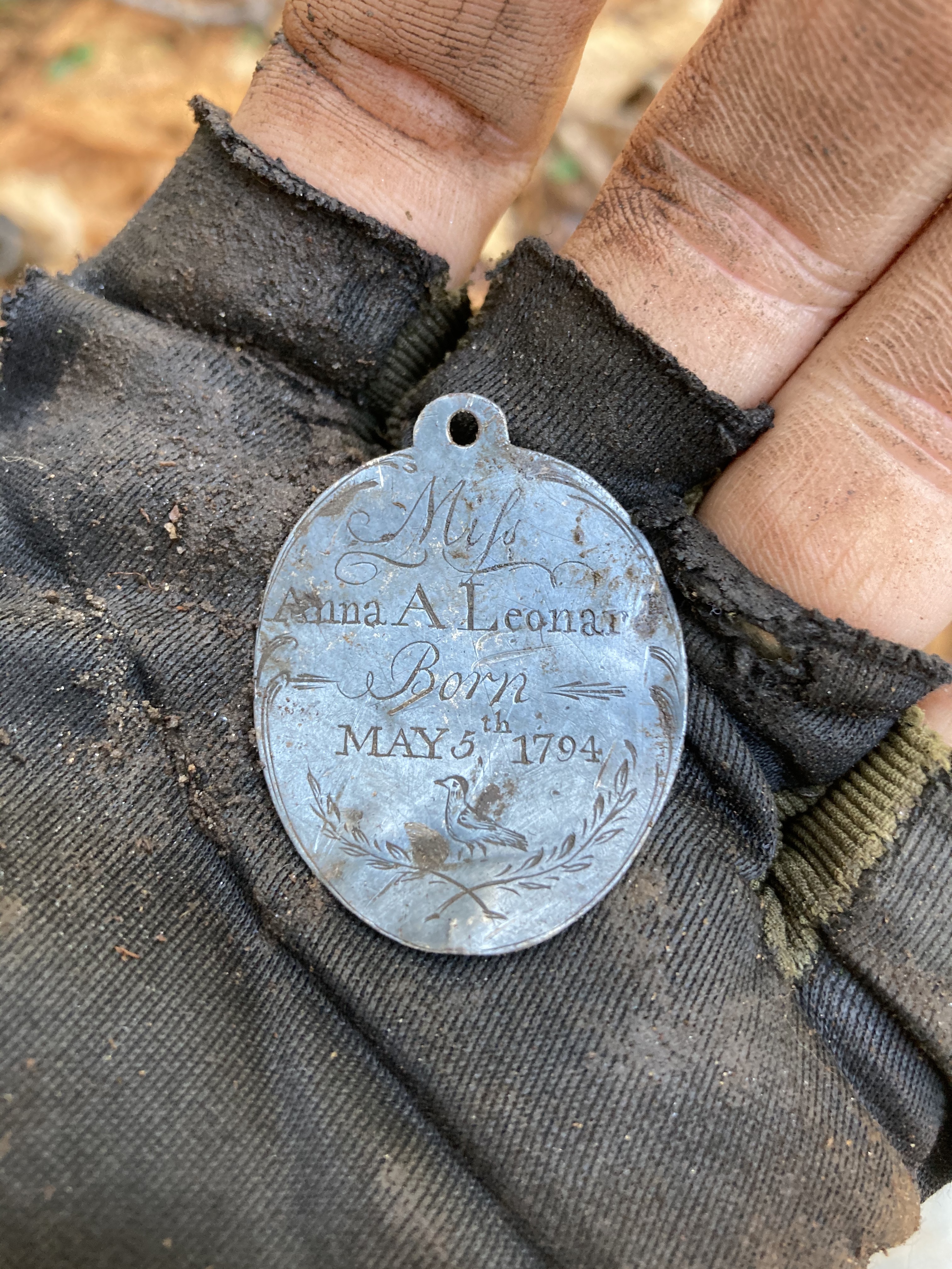 This silver pendant I found metal detecting is dated 227 years ago today