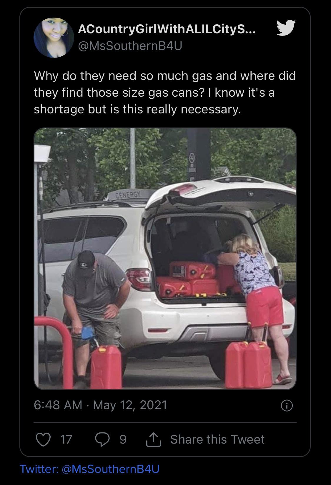 Idiots cause gas shortage by being idiots
