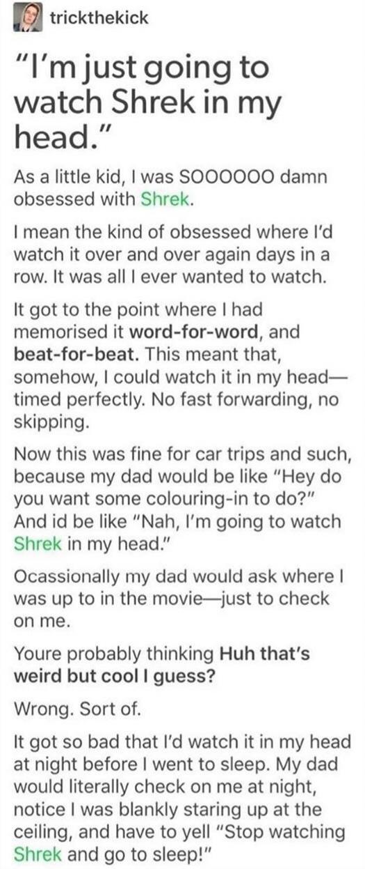 Shrek (movie) in my head