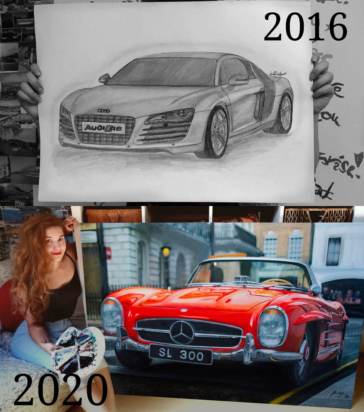 When I realized how far I've come with no art school, only practice it did made me smile. So happy I didn't give up even when I've hurt my right hand, the one I'm painting with.