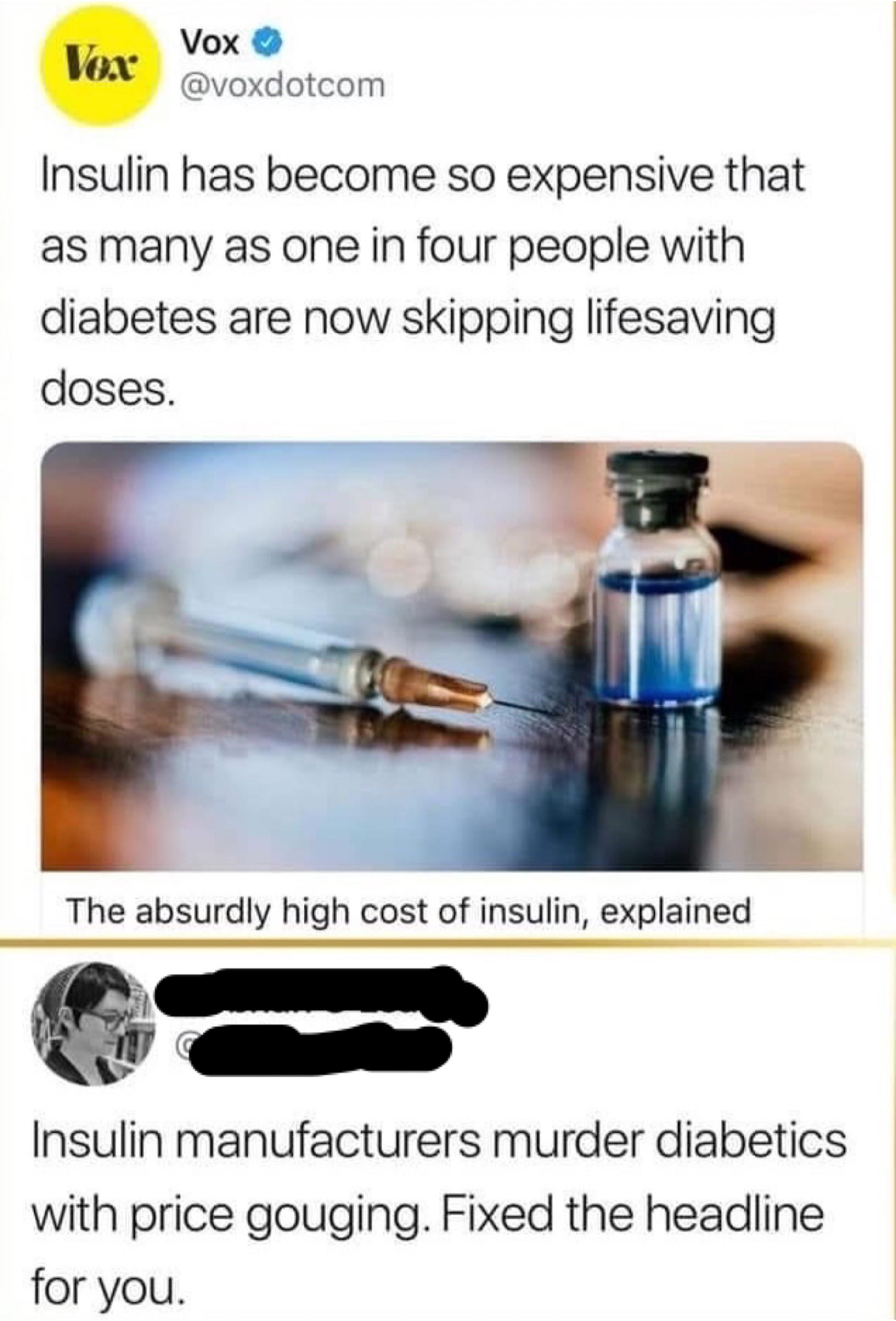 Price gouging leads to diabetic deaths