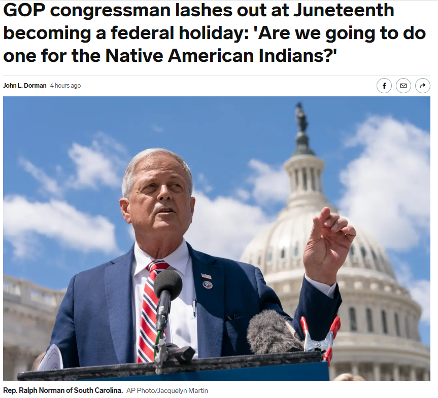 GOP congressman has reservations about recognizing Juneteenth federal holiday