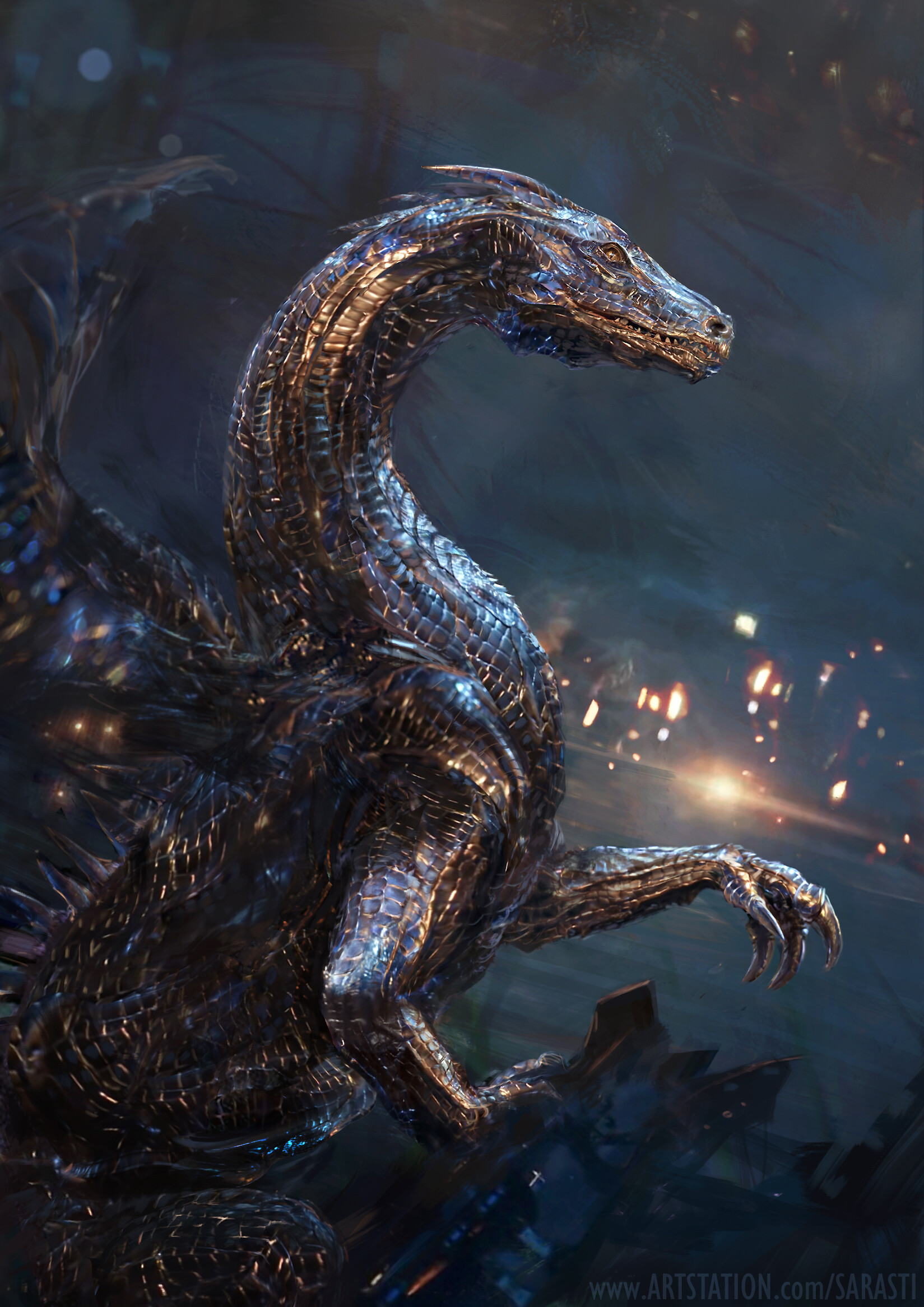 I drew a dragon inspired by the Andromeda Galaxy