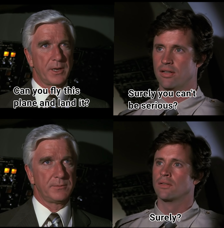 When the stewardess asks if anyone has any flying experience